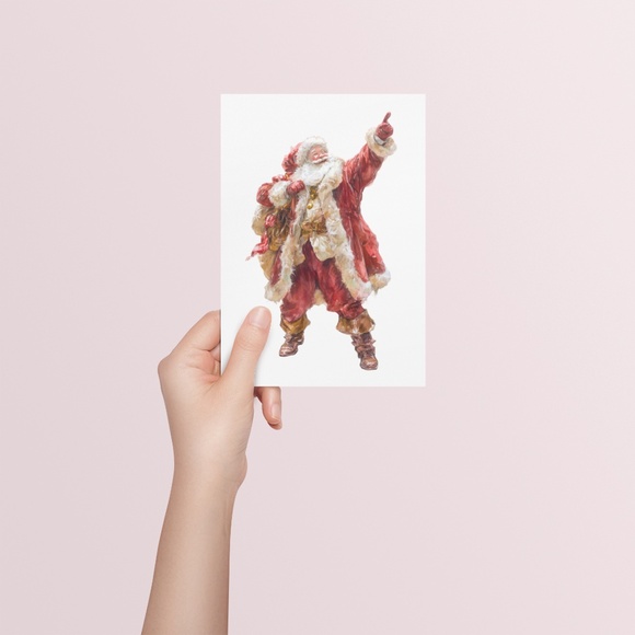 Watercolor Santa Claus Portrait Wall Art Print Poster, Unframed – Joyful Holiday - Picture 5 of 6